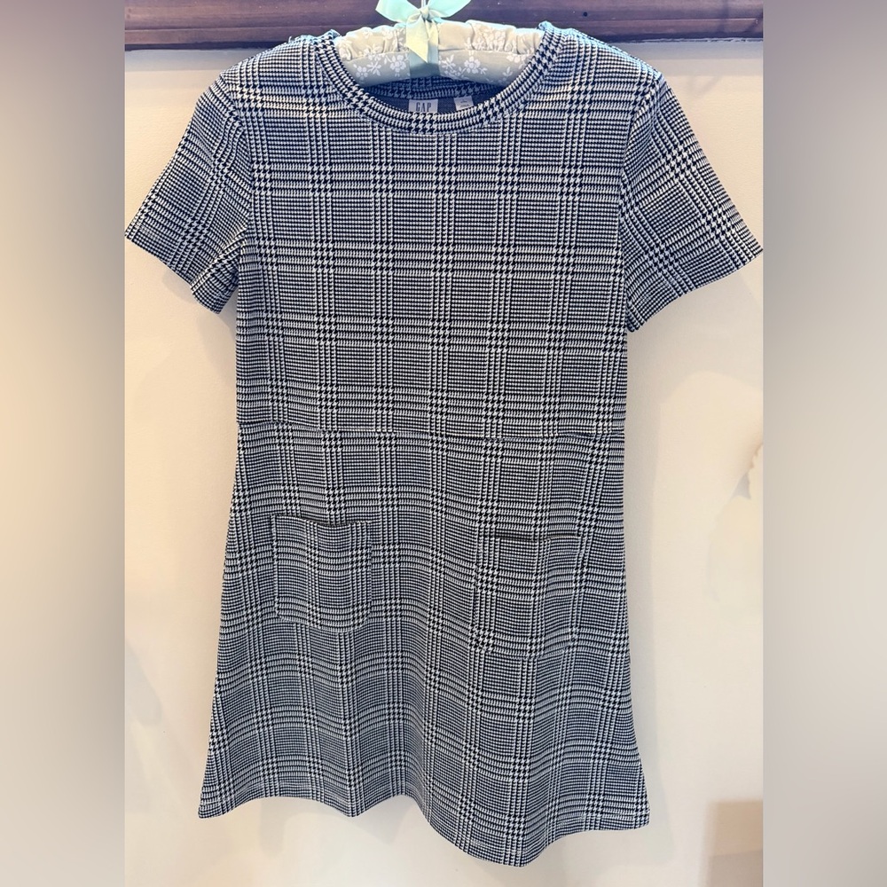 GAP KIDS Girls Large size 10 Black and White Plaid Shift Dress